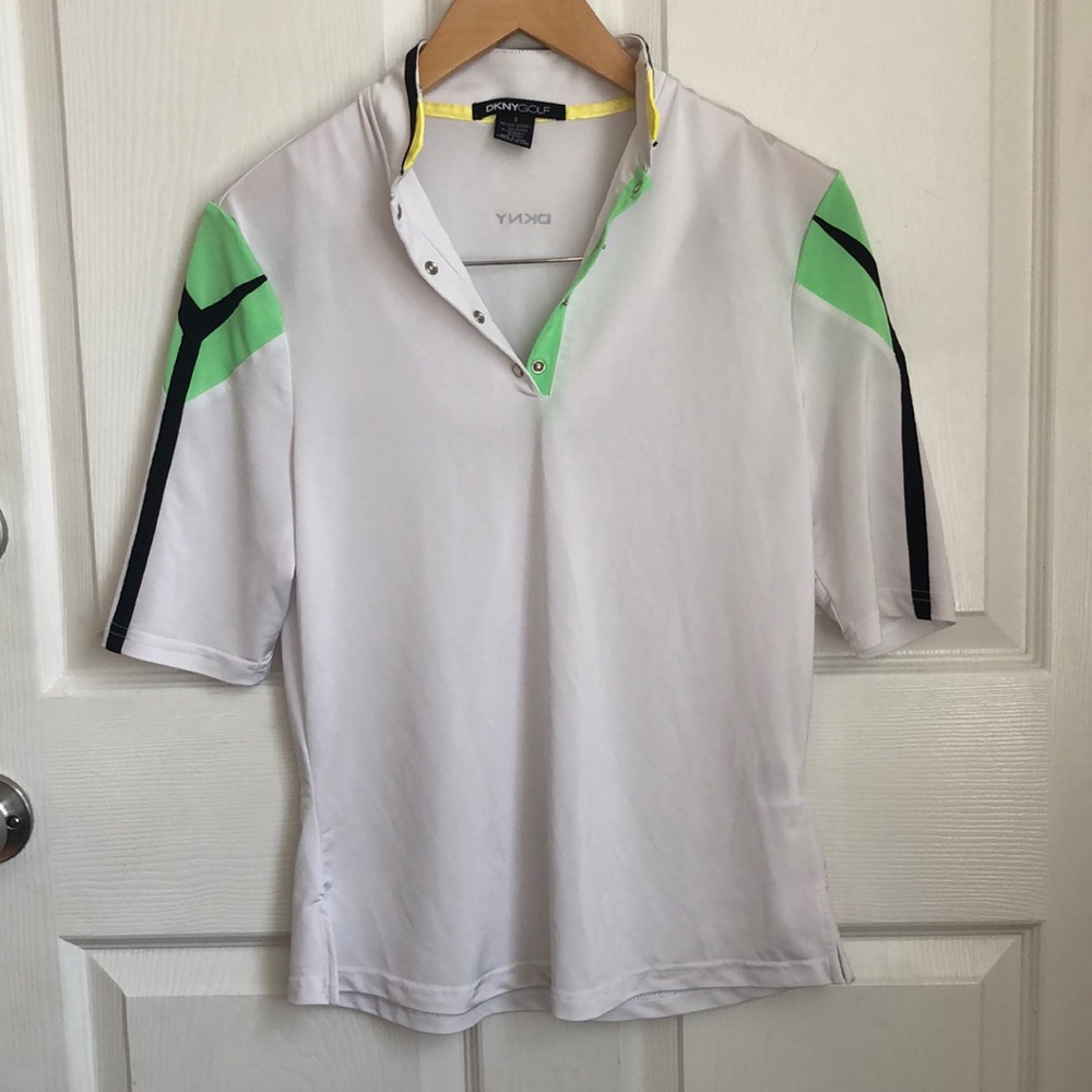 DKNY GOLF Women’s White Golf shirt 1/4 snap popover golf top size Small